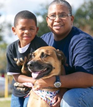 family with dog